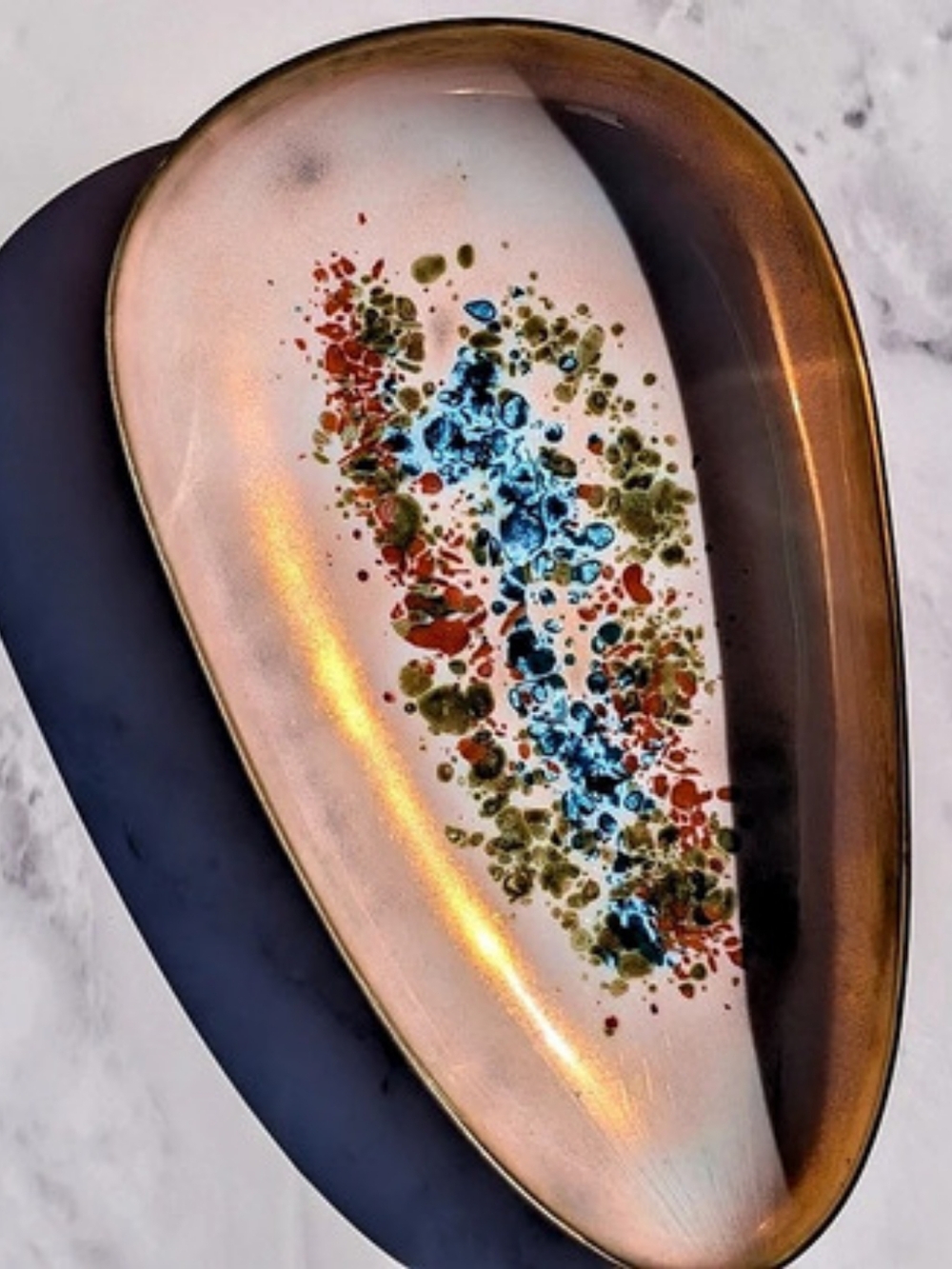 Vintage Retro MCM Abstract Enamel Dish by Leon Statham